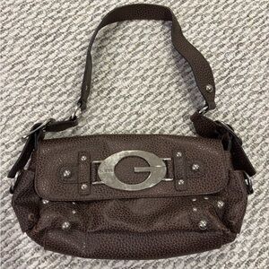 Guess 2000s Brown Leather Shoulder Bag